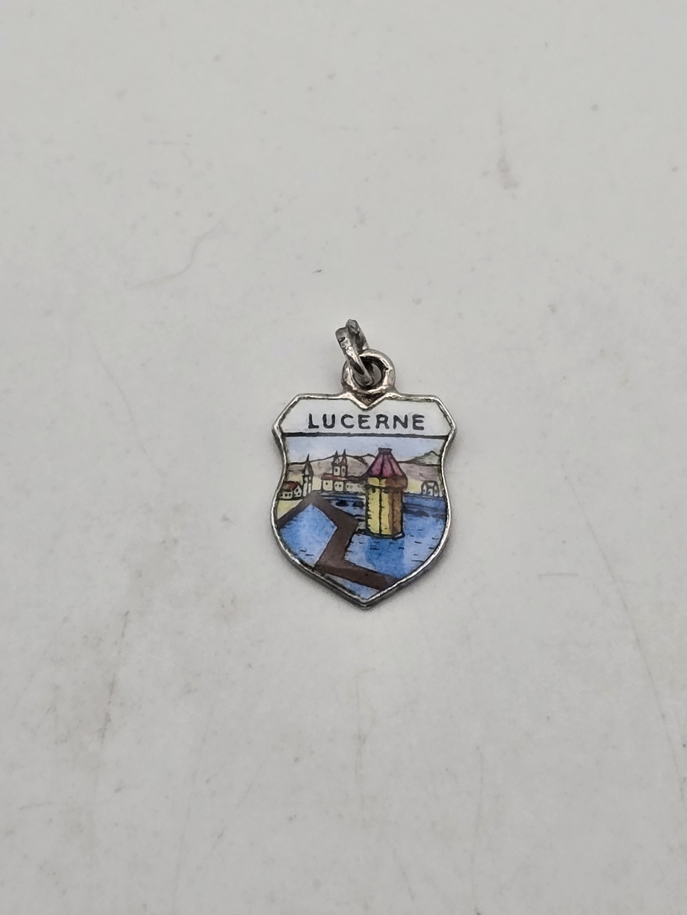 Lucerne Enameled Travel Shield 800 Silver Charm
